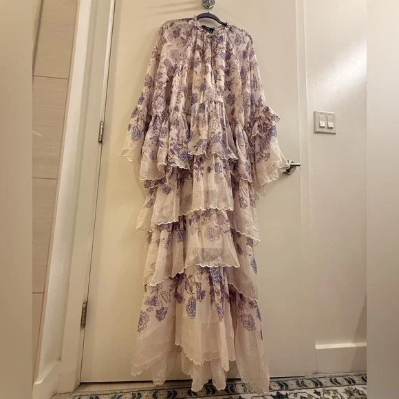 Floral Maxi Dress in Purple and Cream - Picture 12 of 15